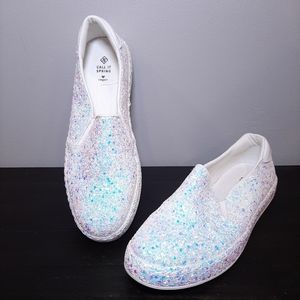CALL IT SPRING Angeja Glitter Sneakers Slip On Flats Vegan Low Rise Shoes